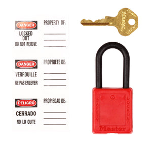 ABUS 74/40 Candado de etiquetado de bloqueo de seguridad, rojo, códigos  clave secuenciales por pedido