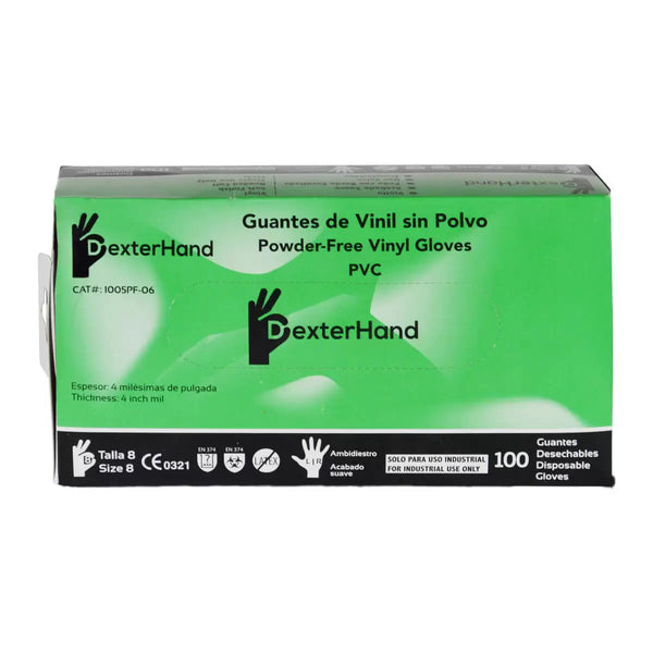 Dexterhand 1005PF Caja con 100 Guantes de Vinil Desechables sin Polvo ...